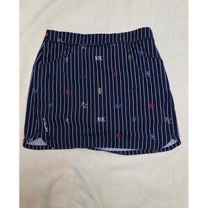 RLX RALPH LAUREN WOMENS PINSTRIPE LOGO GOLF SKORT SIZE MEDIUM